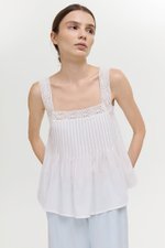 FIONA LACE TRIM PINTUCK TOP