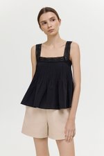 FIONA LACE TRIM PINTUCK TOP