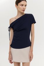 WINNIE ASYMMETRIC OFF SHOULDER RUCHED TOP
