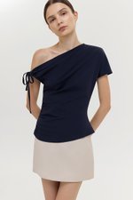 WINNIE ASYMMETRIC OFF SHOULDER RUCHED TOP
