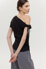 WINNIE ASYMMETRIC OFF SHOULDER RUCHED TOP