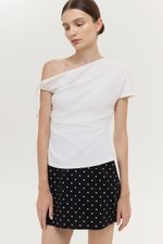 WINNIE ASYMMETRIC OFF SHOULDER RUCHED TOP
