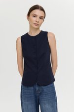 RAYEN LINEN BUTTONDOWN VEST TOP