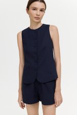 RAYEN LINEN BUTTONDOWN VEST TOP