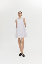 AVELIE PLEATED COTTON MINI DRESS