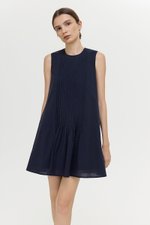 AVELIE PLEATED COTTON MINI DRESS