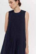 AVELIE PLEATED COTTON MINI DRESS