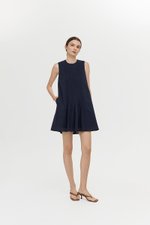 AVELIE PLEATED COTTON MINI DRESS