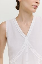 NELLIE CROCHET TRIM TIE BACK LINEN TOP