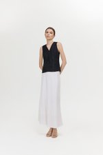 NELLIE CROCHET TRIM TIE BACK LINEN TOP