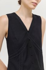 NELLIE CROCHET TRIM TIE BACK LINEN TOP
