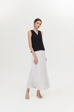 NELLIE CROCHET TRIM TIE BACK LINEN TOP