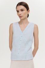 NELLIE CROCHET TRIM TIE BACK LINEN TOP