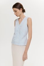 NELLIE CROCHET TRIM TIE BACK LINEN TOP