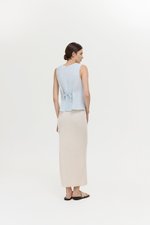 NELLIE CROCHET TRIM TIE BACK LINEN TOP