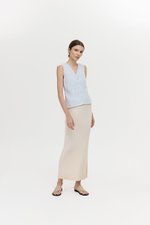 NELLIE CROCHET TRIM TIE BACK LINEN TOP