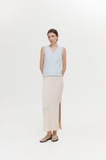 NELLIE CROCHET TRIM TIE BACK LINEN TOP