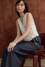 CALIA TIE WRAP LINEN TOP