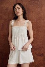 FIONA LACE TRIM PINTUCK TOP