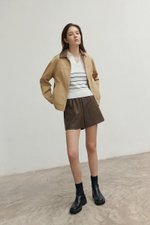 FRANKIE UTILITY BARN JACKET W REMOVABLE LEATHER COLLAR