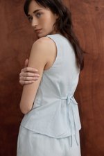 NELLIE CROCHET TRIM TIE BACK LINEN TOP