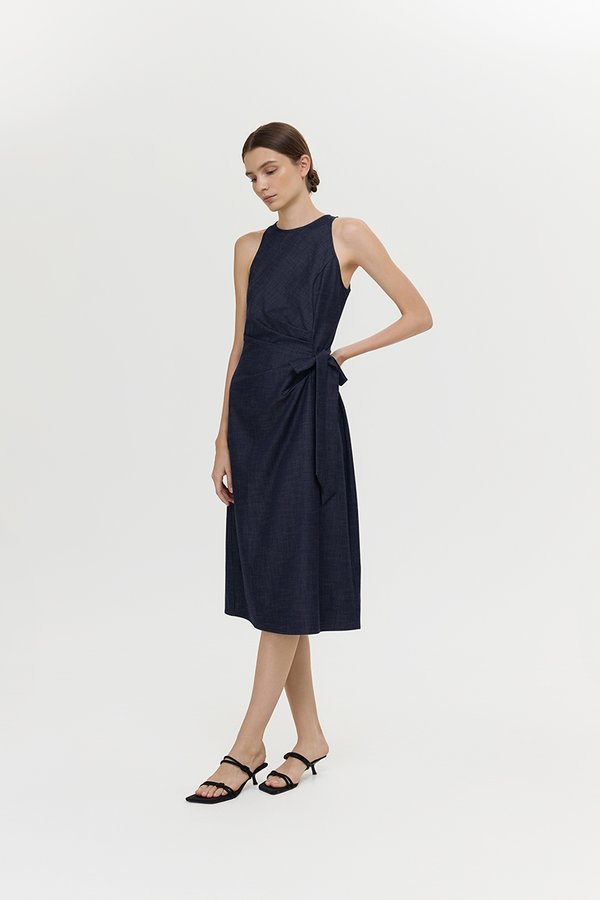 GEORGINE TIE WAIST SOFT DENIM DRESS