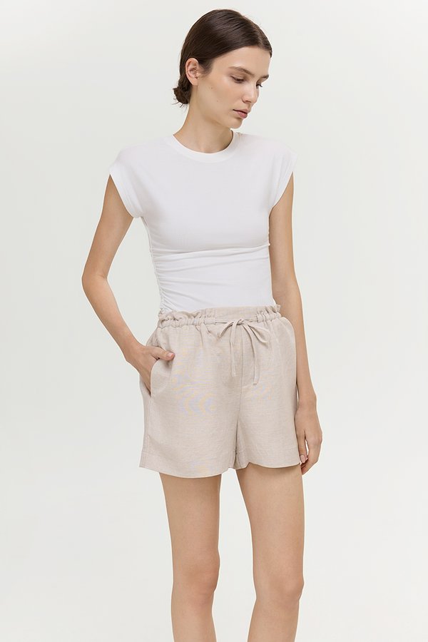 SIENNA PAPERBAG DRAWSTRING LINEN SHORTS