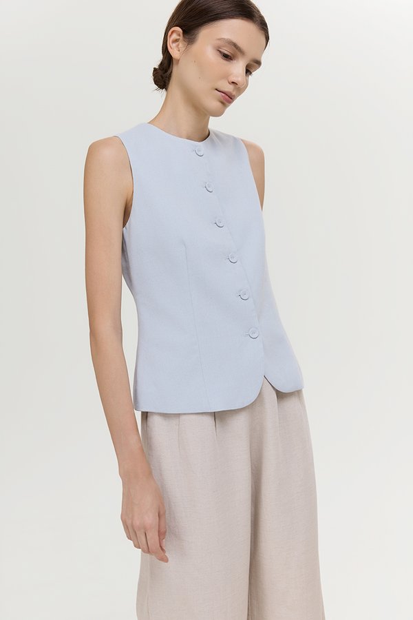 RAYEN LINEN BUTTONDOWN VEST TOP