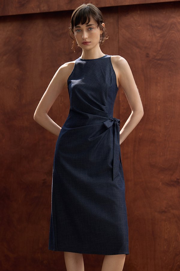 GEORGINE TIE WAIST SOFT DENIM DRESS