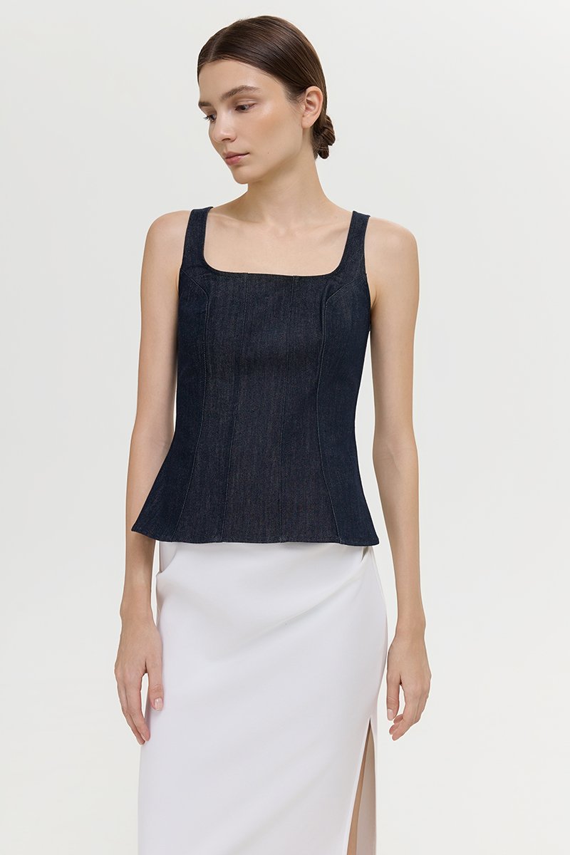REIKA PANELLED DENIM TOP