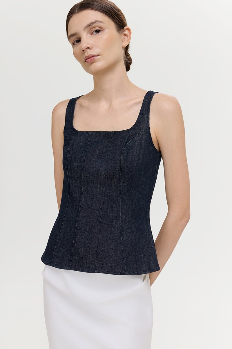 REIKA PANELLED DENIM TOP