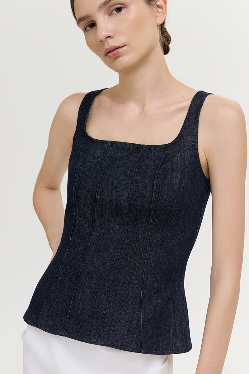 REIKA PANELLED DENIM TOP
