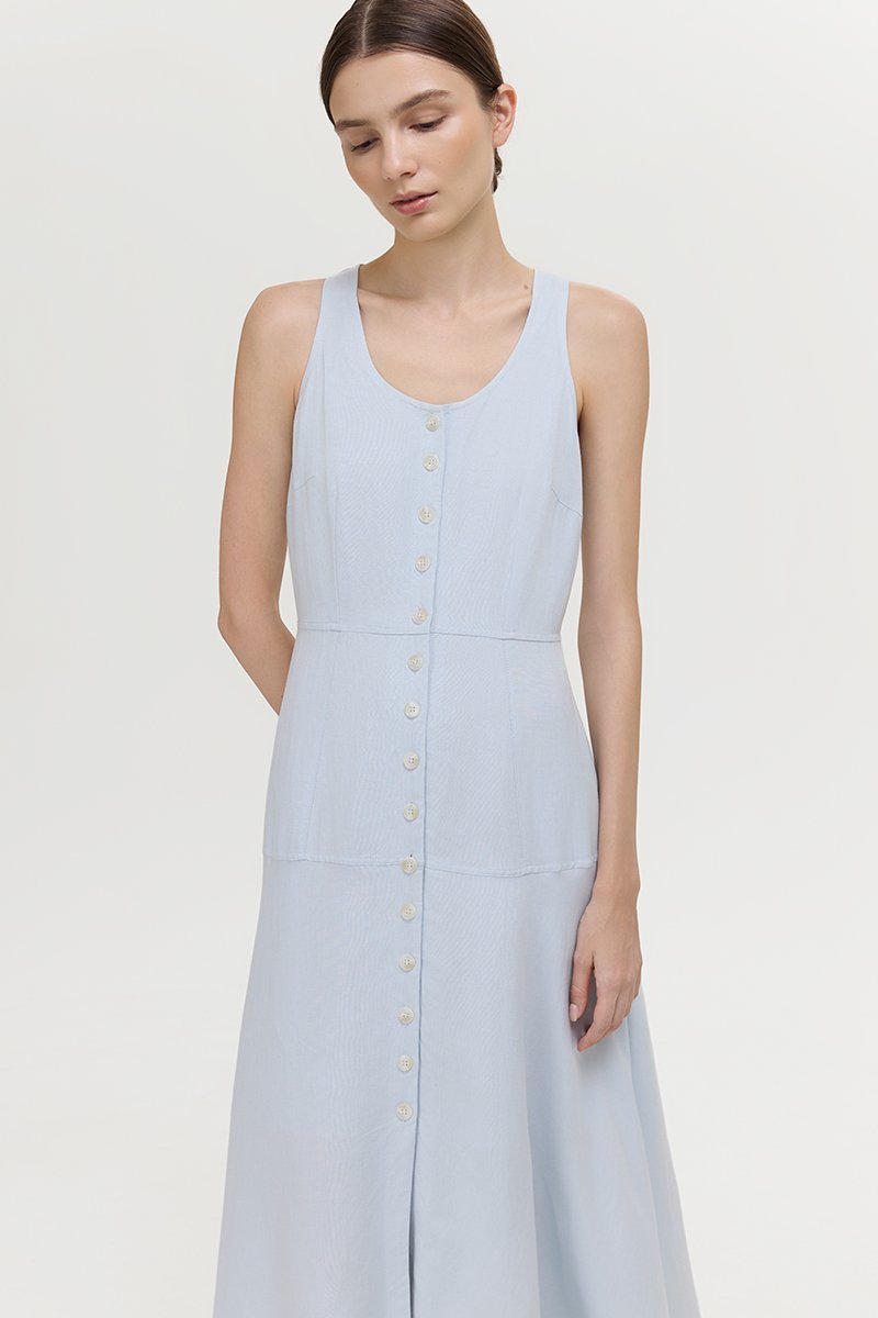 WENDELL SCOOP NECK BUTTONDOWN DRESS