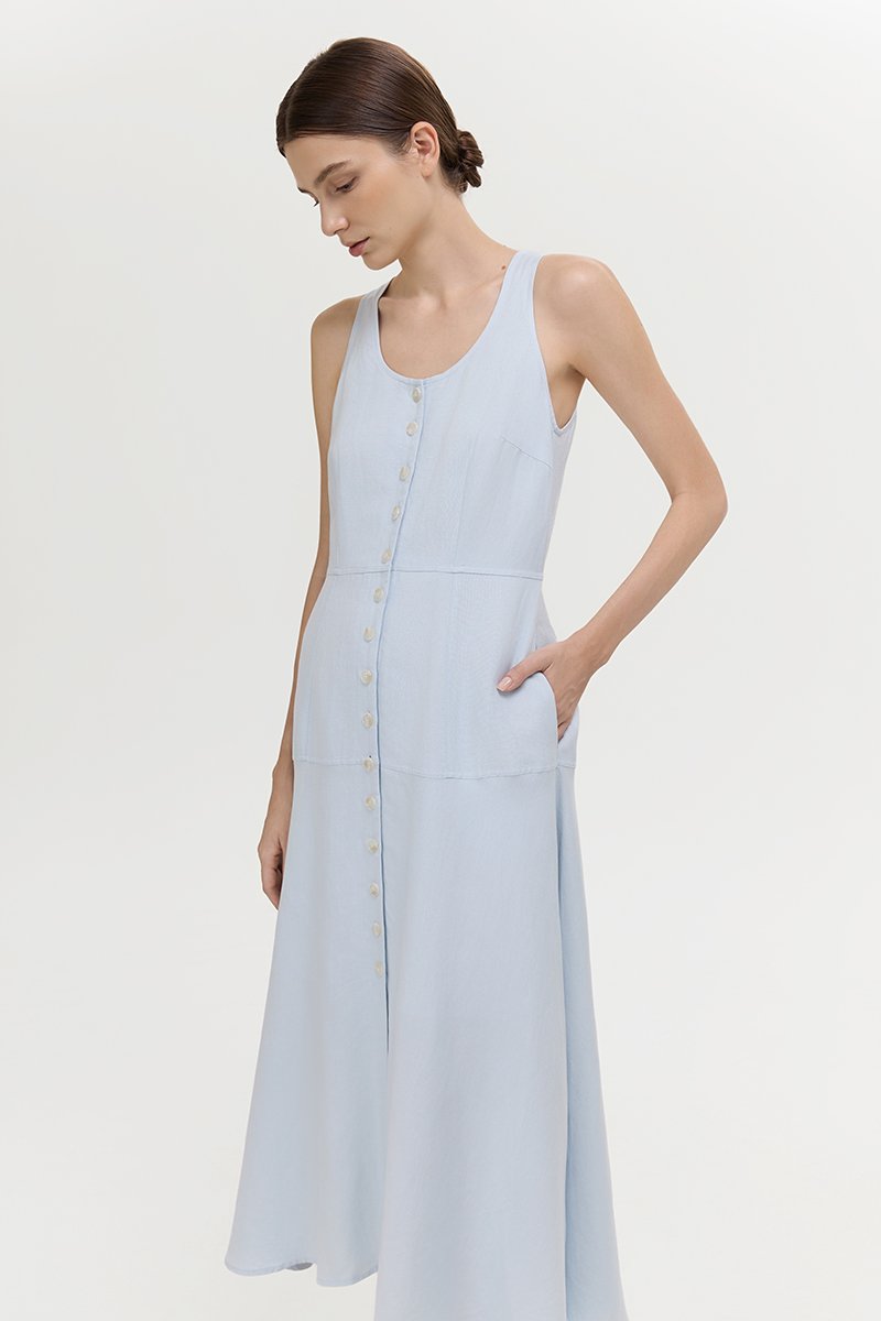 WENDELL SCOOP NECK BUTTONDOWN DRESS