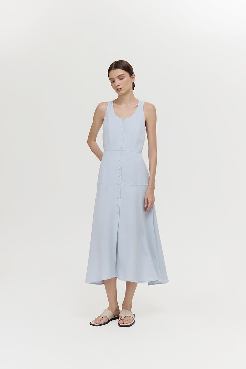 WENDELL SCOOP NECK BUTTONDOWN DRESS