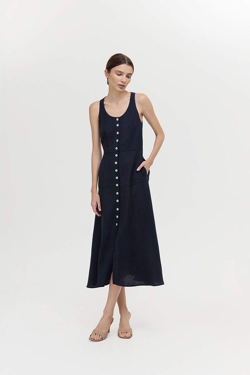 WENDELL SCOOP NECK BUTTONDOWN DRESS