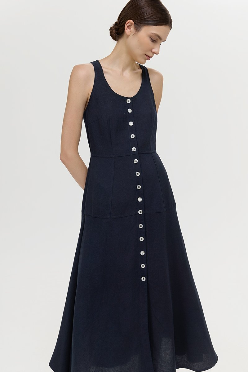 WENDELL SCOOP NECK BUTTONDOWN DRESS