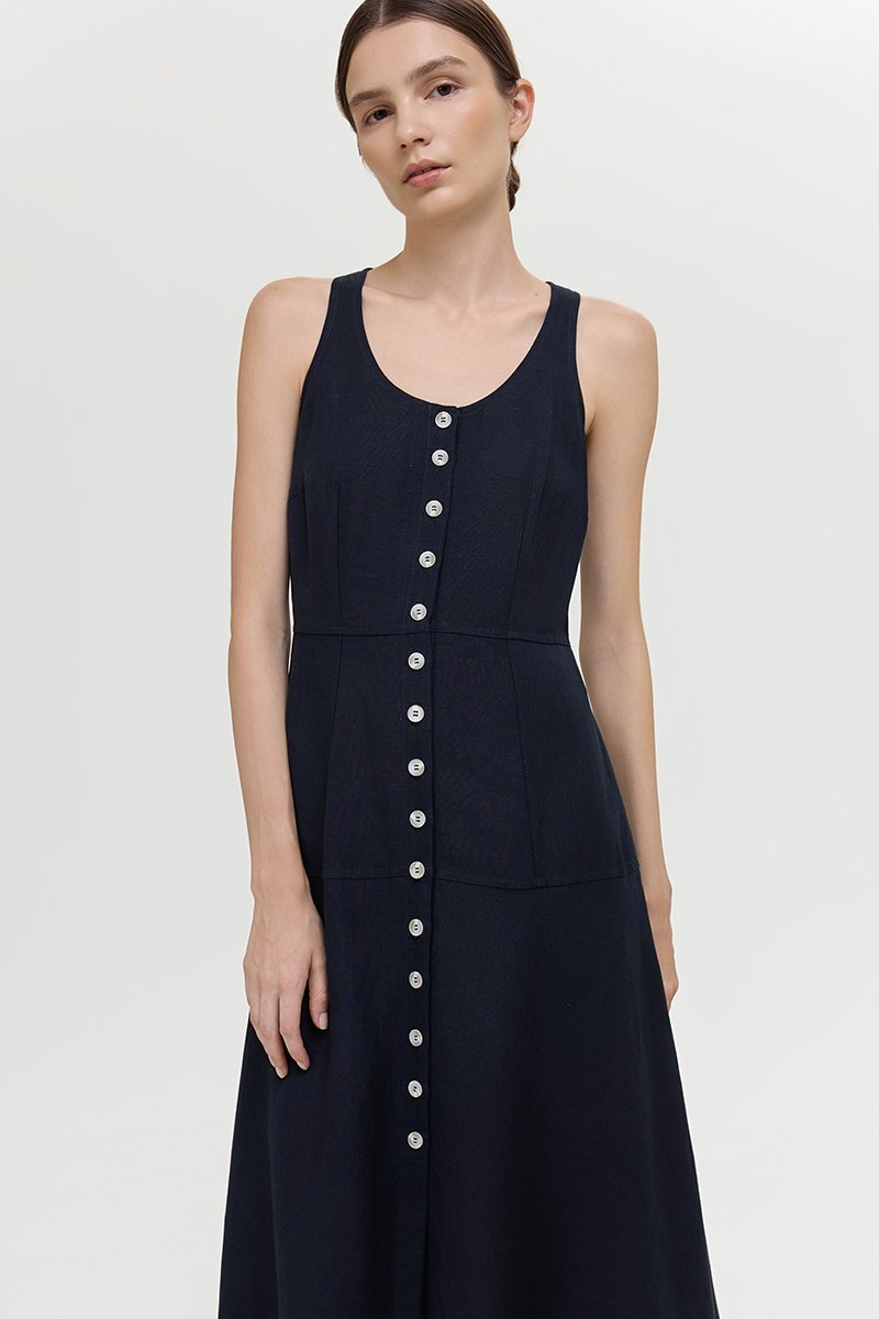 WENDELL SCOOP NECK BUTTONDOWN DRESS