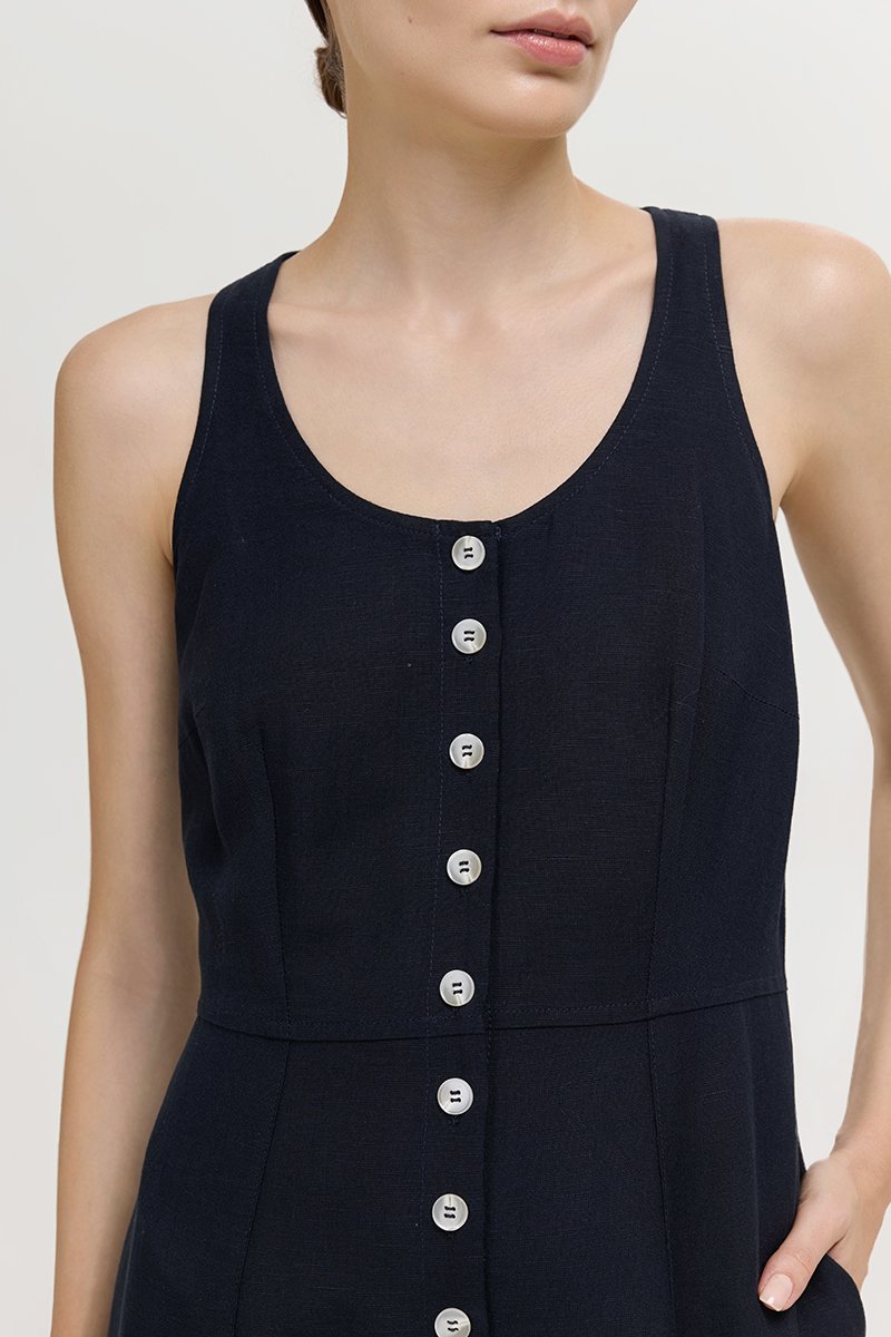 WENDELL SCOOP NECK BUTTONDOWN DRESS