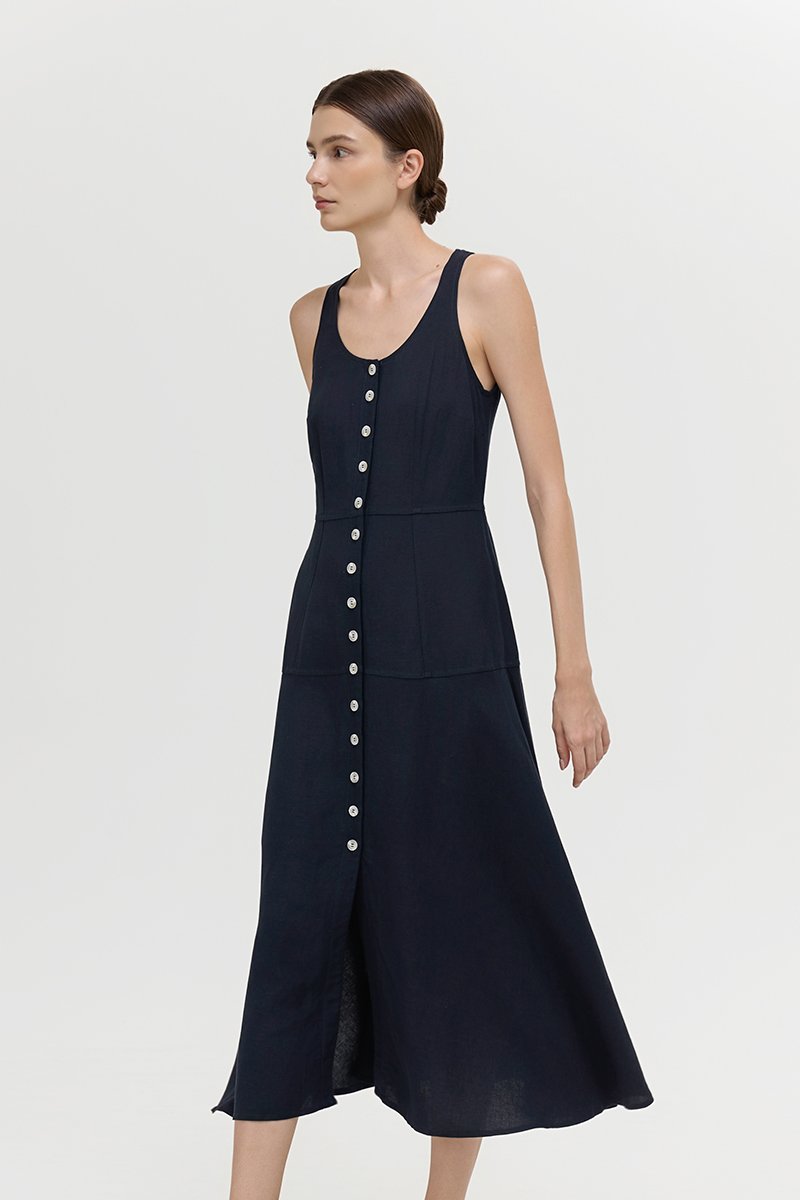 WENDELL SCOOP NECK BUTTONDOWN DRESS