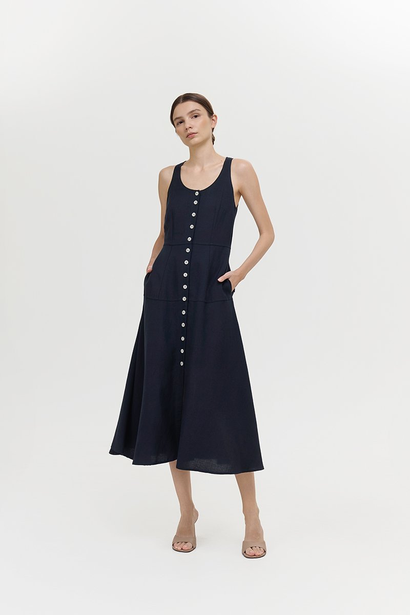 WENDELL SCOOP NECK BUTTONDOWN DRESS