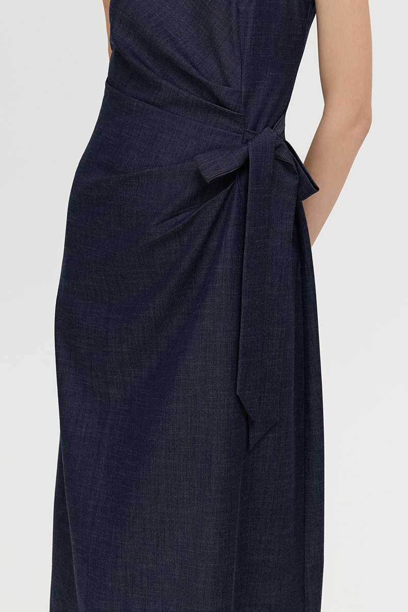 GEORGINE TIE WAIST SOFT DENIM DRESS