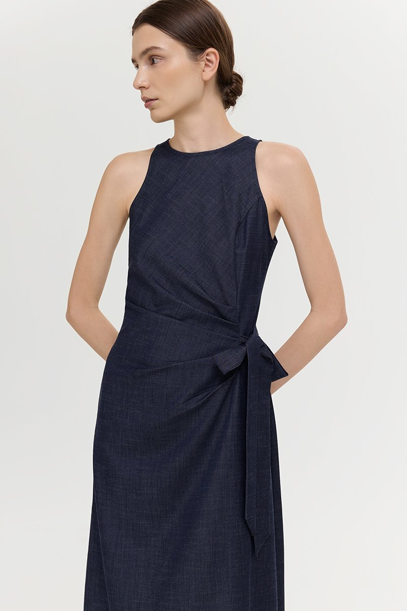GEORGINE TIE WAIST SOFT DENIM DRESS
