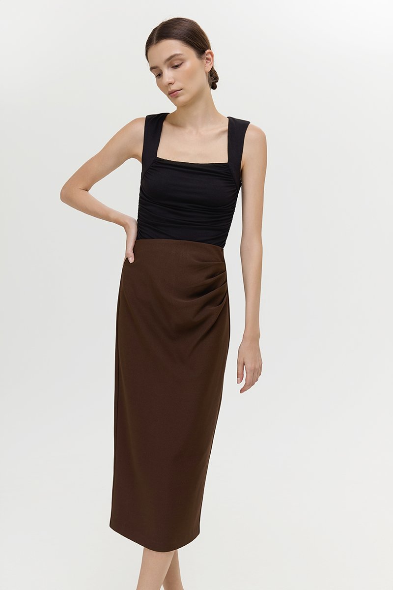 ELEORA PLEATED PENCIL SKIRT