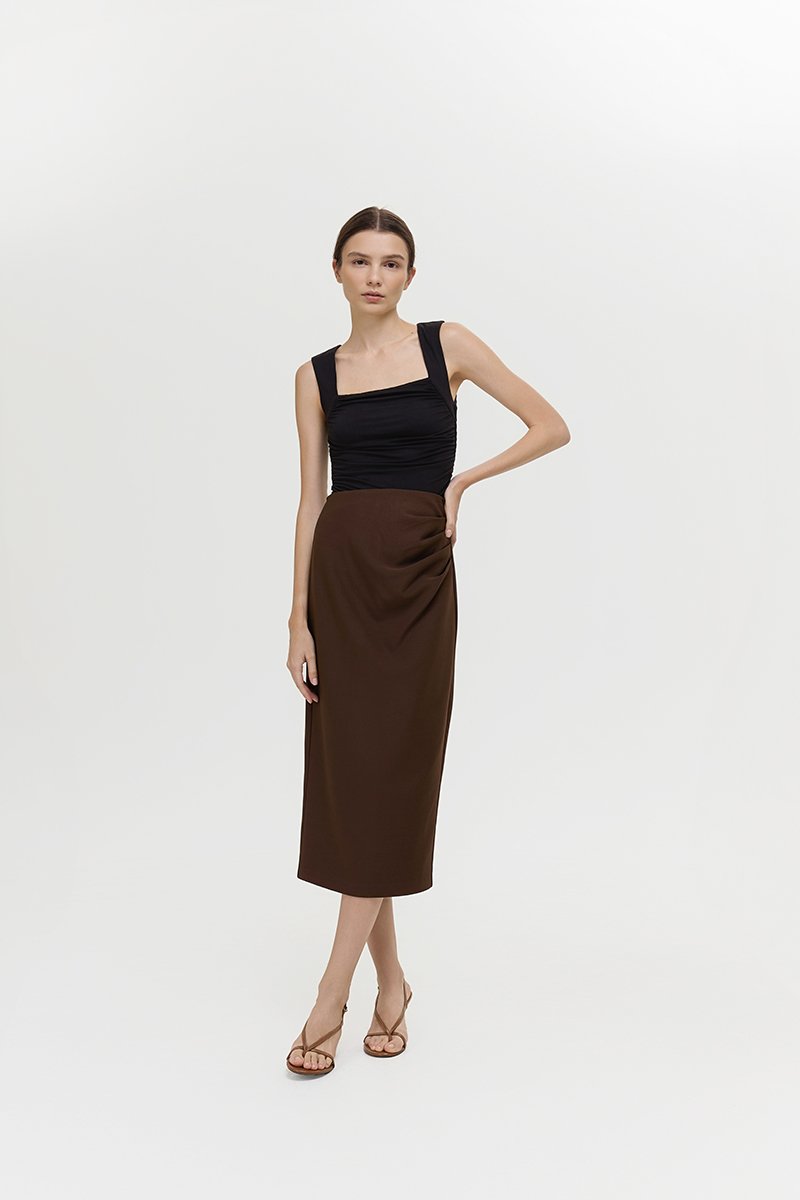 ELEORA PLEATED PENCIL SKIRT
