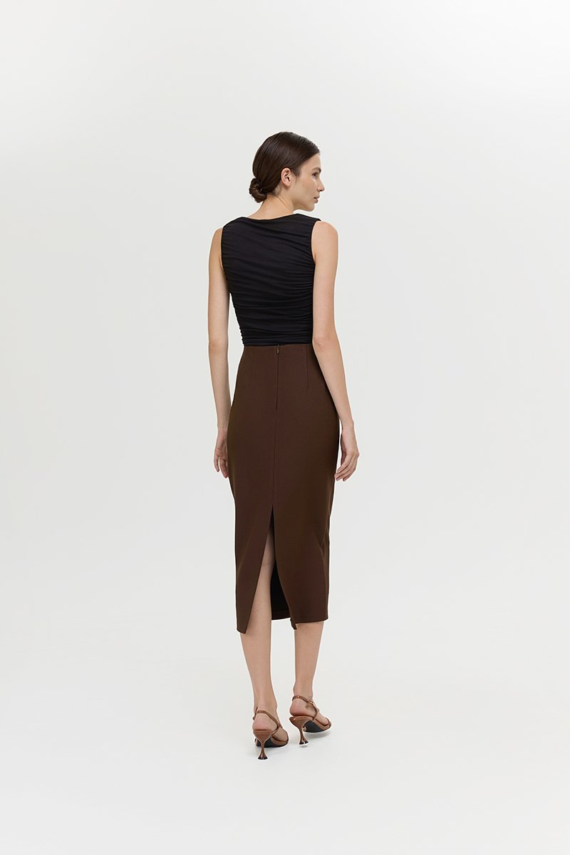 ELEORA PLEATED PENCIL SKIRT