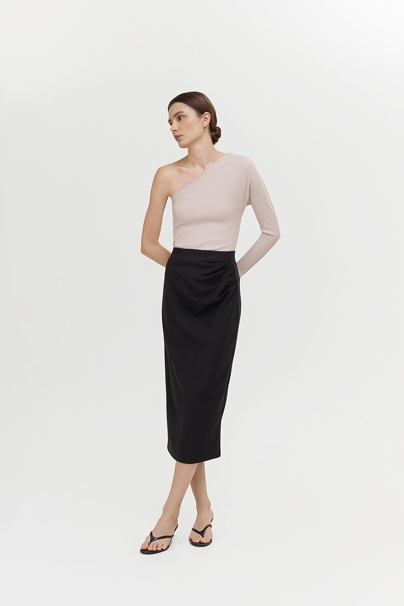 ELEORA PLEATED PENCIL SKIRT