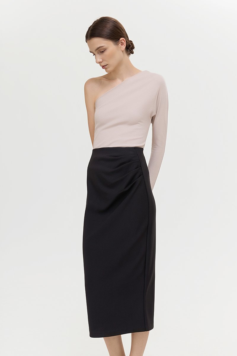 ELEORA PLEATED PENCIL SKIRT