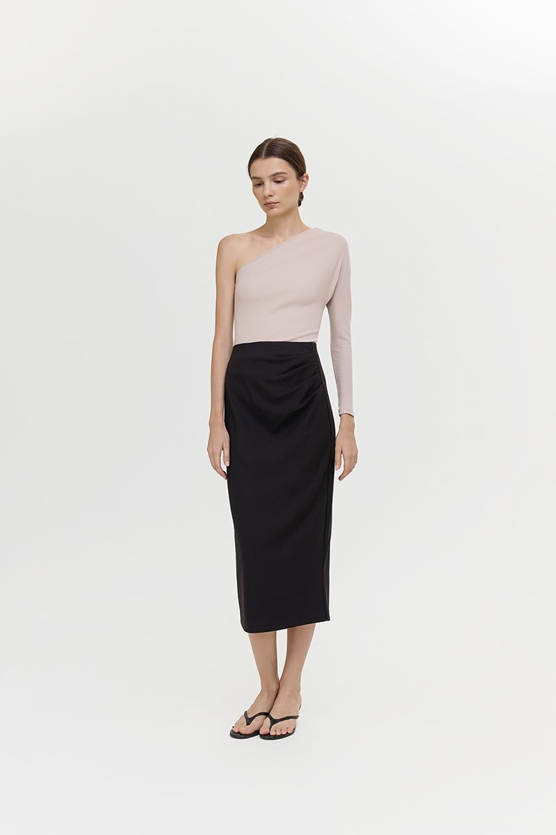 ELEORA PLEATED PENCIL SKIRT