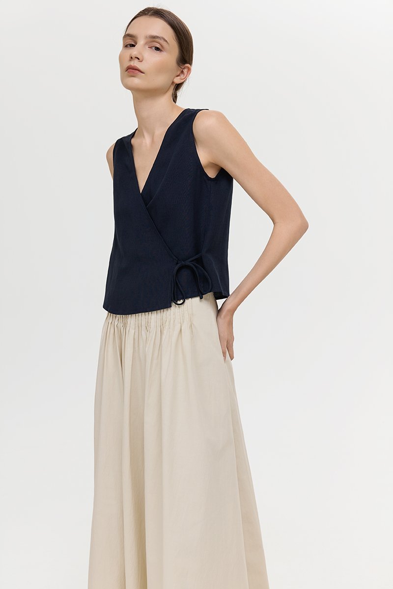 CALIA TIE WRAP LINEN TOP